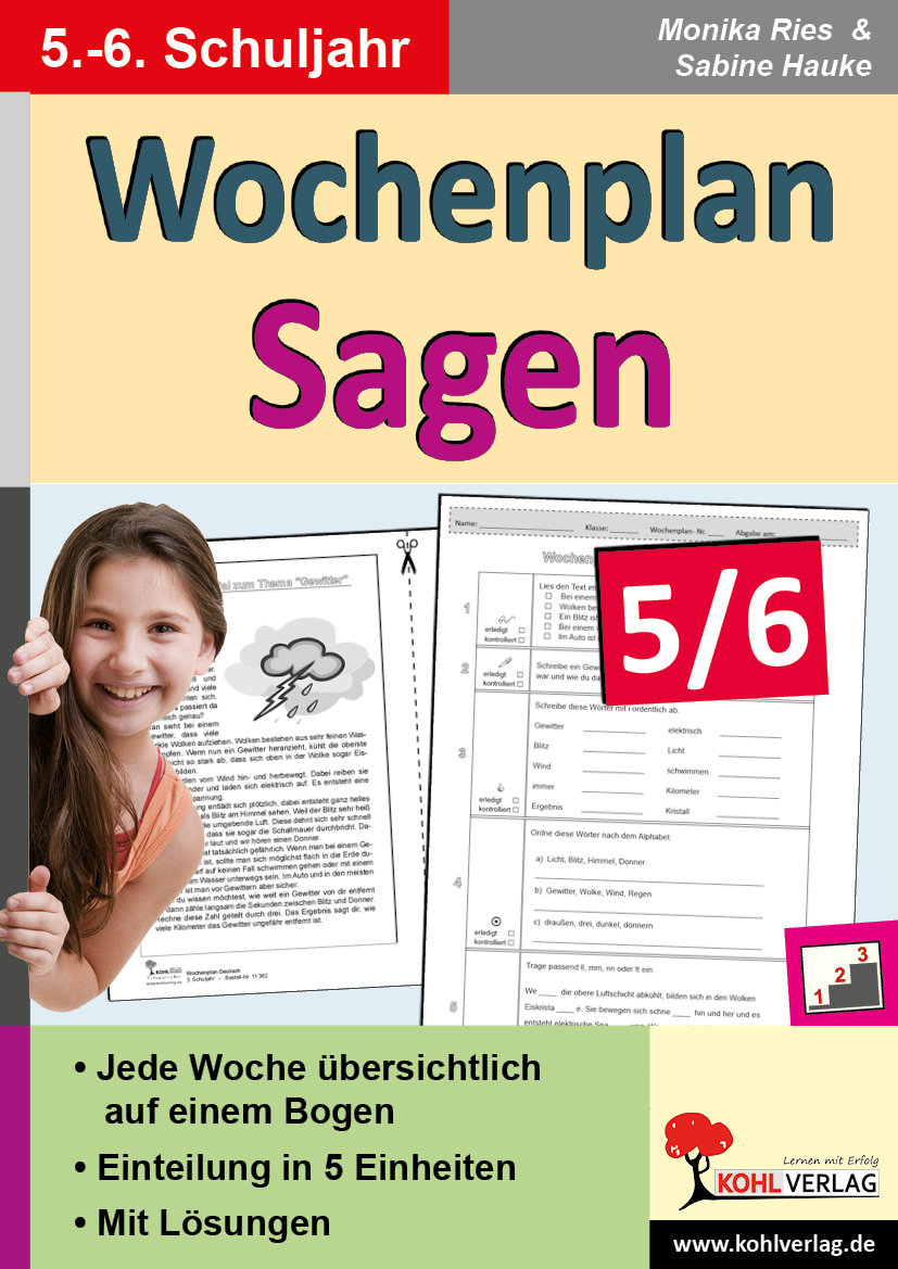 Wochenplan Sagen / Klasse 5-6