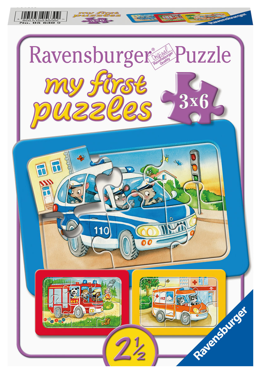 Ravensburger Kinderpuzzle - 05630 Tiere im Einsatz - 3x6 Teile Rahmenpuzzle für Kinder ab 2,5 Jahren