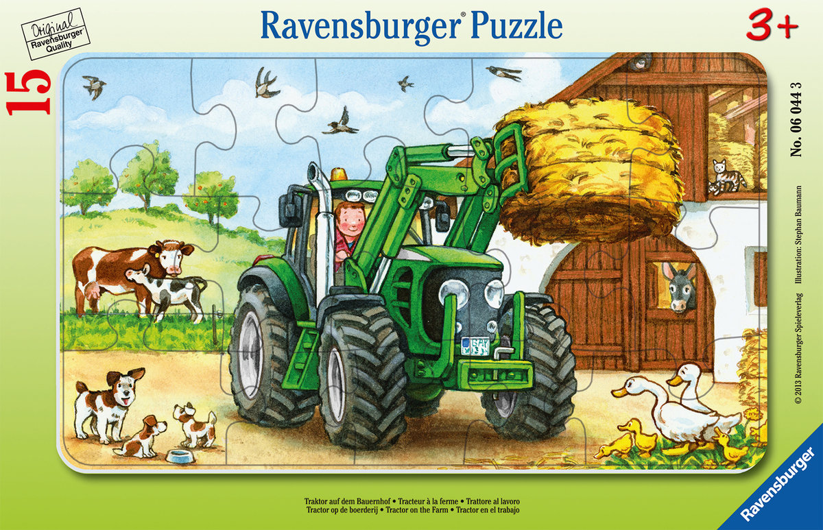 Ravensburger Kinderpuzzle - 06044 Traktor auf dem Bauernhof - Rahmenpuzzle für Kinder ab 3 Jahren, mit 15 Teilen