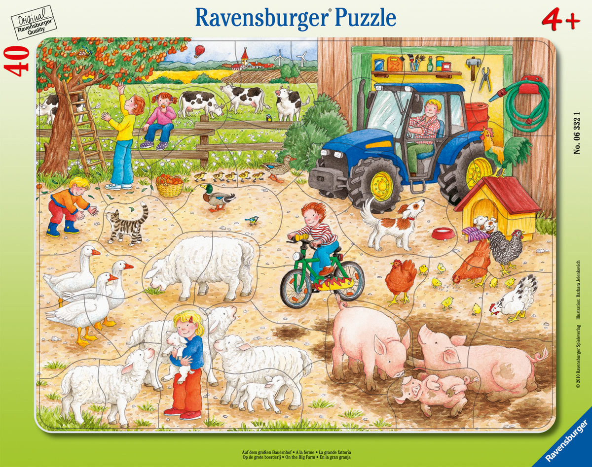 Ravensburger Kinderpuzzle - 06332 Auf dem großen Bauernhof - Rahmenpuzzle für Kinder ab 4 Jahren, mit 40 Teilen