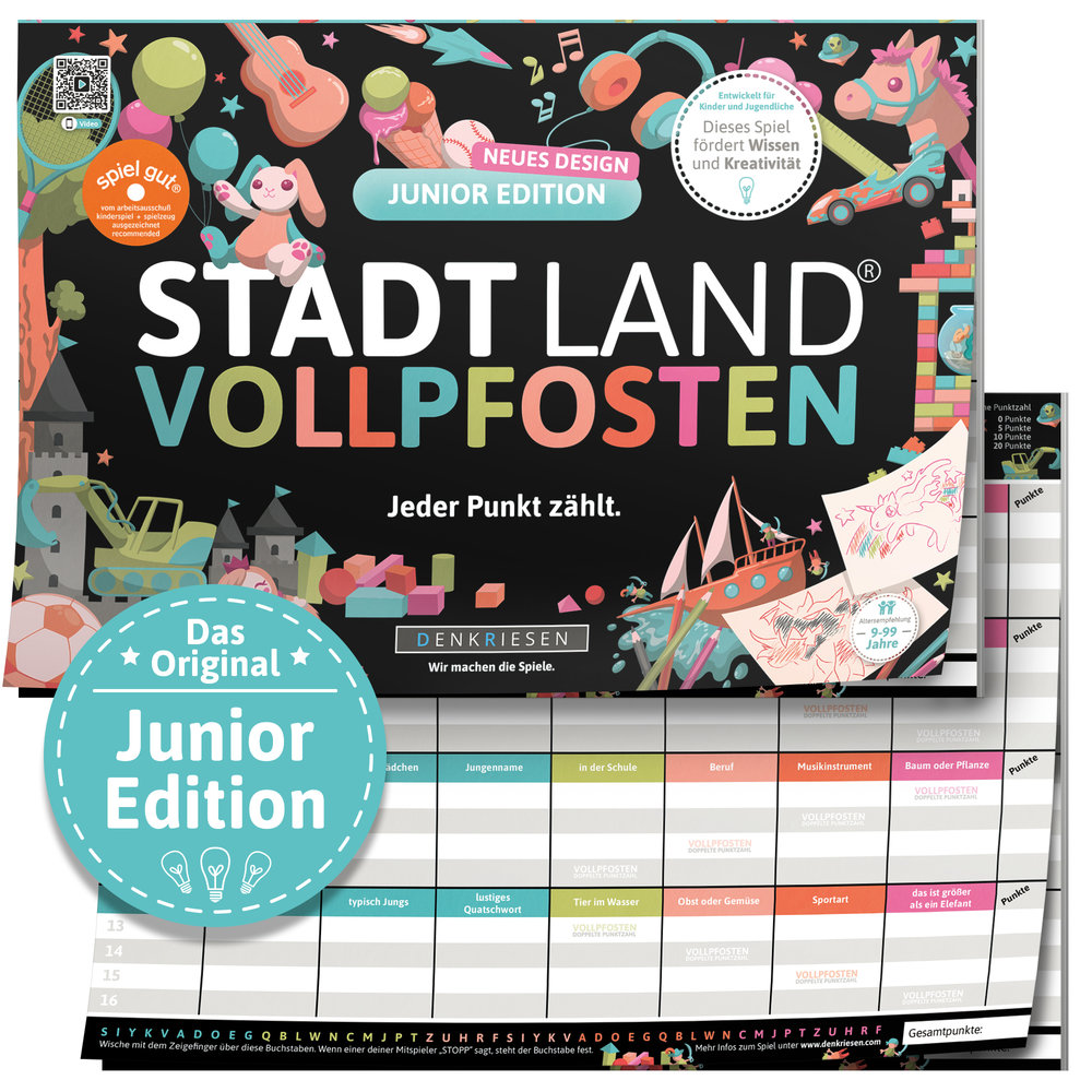 DENKRIESEN - STADT LAND VOLLPFOSTEN® - JUNIOR EDITION 'Jeder Punkt zählt.' - A4