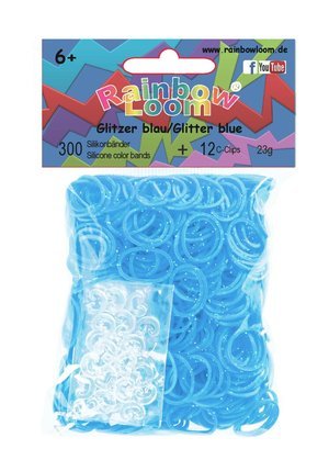 Rainbow Loom Silikonbänder Glitzer Blau / Glitter blue