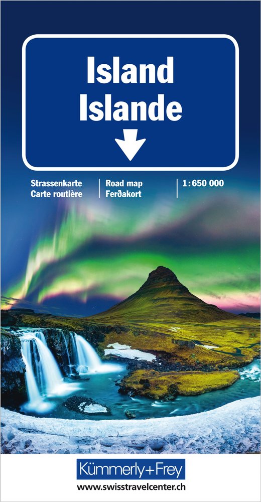 Kümmerly+Frey Strassenkarte Island 1:650.000. 1:650'000