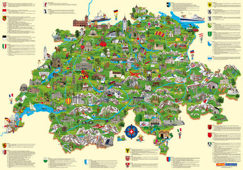 Carte Suisse pour les enfants, poster Plano gerollt in Röhre 100 x 70 cm. 1:0