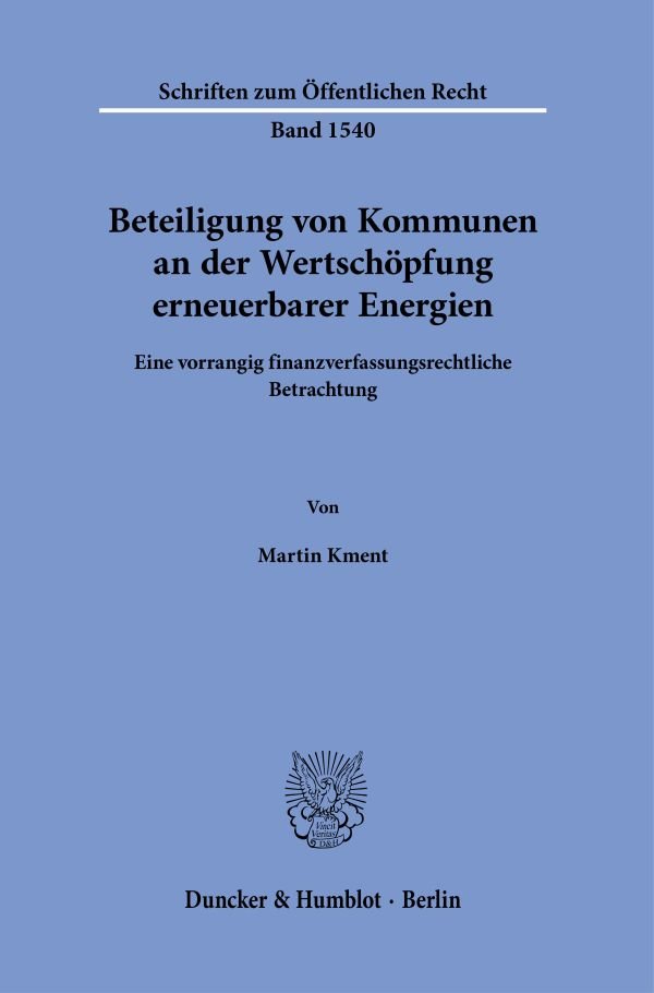 Beteiligung von Kommunen an der Wertschöpfung erneuerbarer Energien