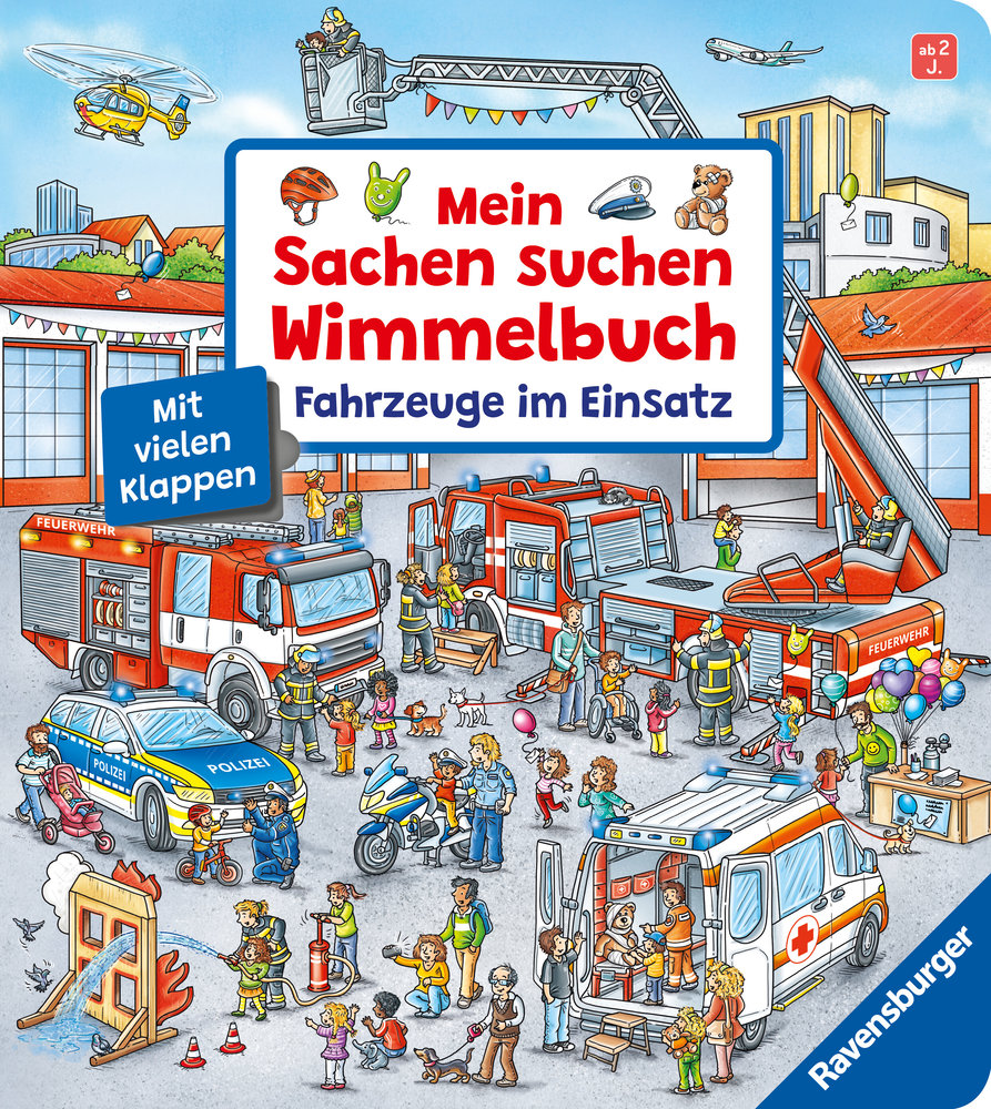 Mein Sachen suchen Wimmelbuch: Fahrzeuge im Einsatz, Pappbilderbuch mit Klappen ab 2 Jahren, Bilderbuch