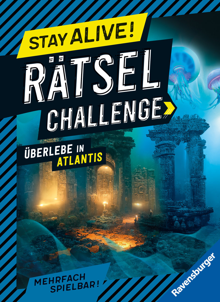 Ravensburger Stay alive! Rätsel-Challenge - Überlebe in Atlantis - Rätselbuch für Gaming-Fans ab 8 Jahren