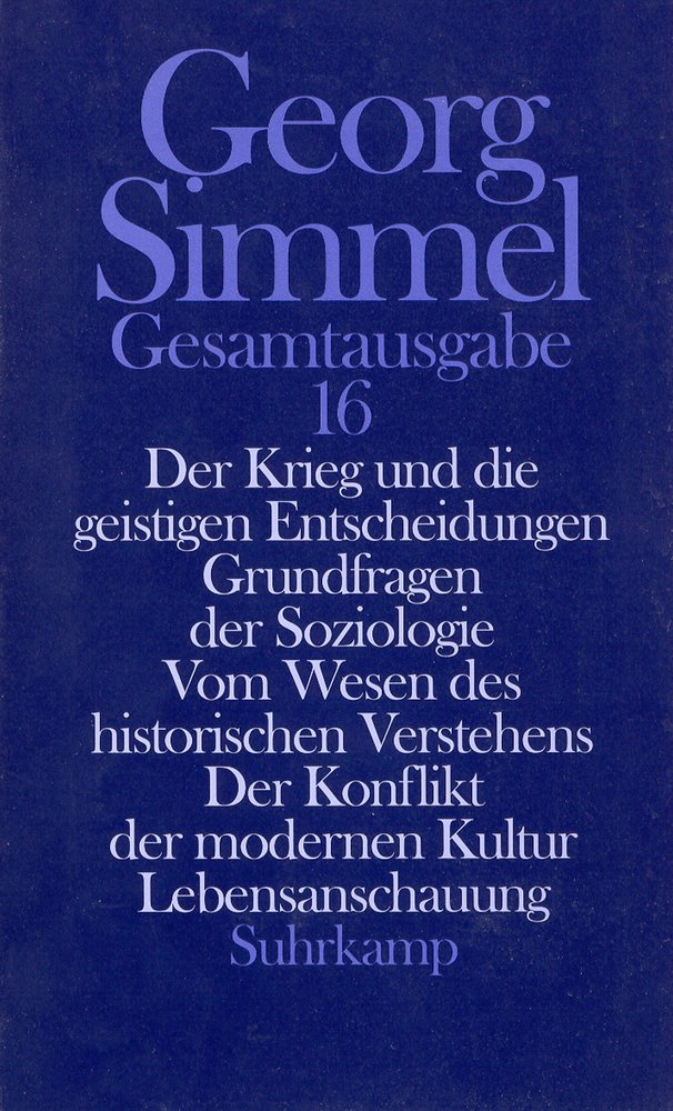 Gesamtausgabe in 24 Bänden Bd. 16 - Georg Simmel Gesamtausgabe