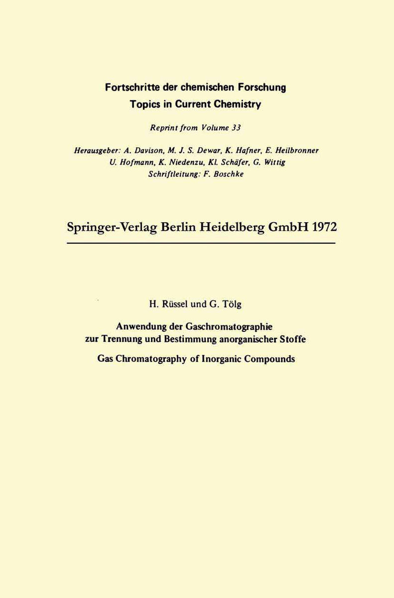 Anwendung der Gaschromatographie zur Trennung und Bestimmung anorganischer Stoffe