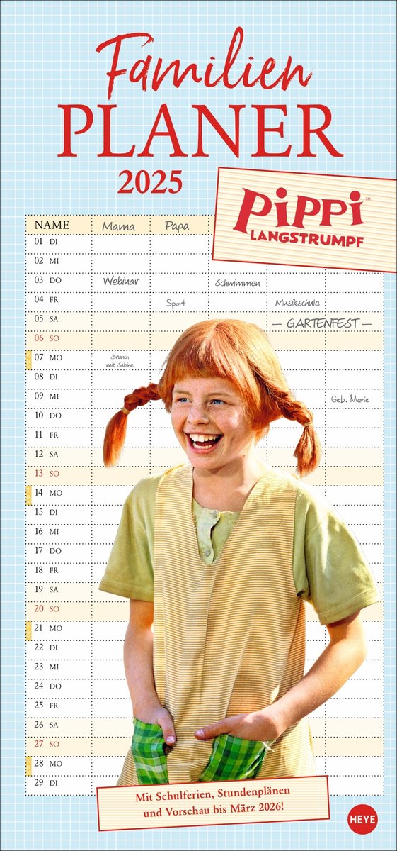 Pippi Langstrumpf Familienplaner 2025