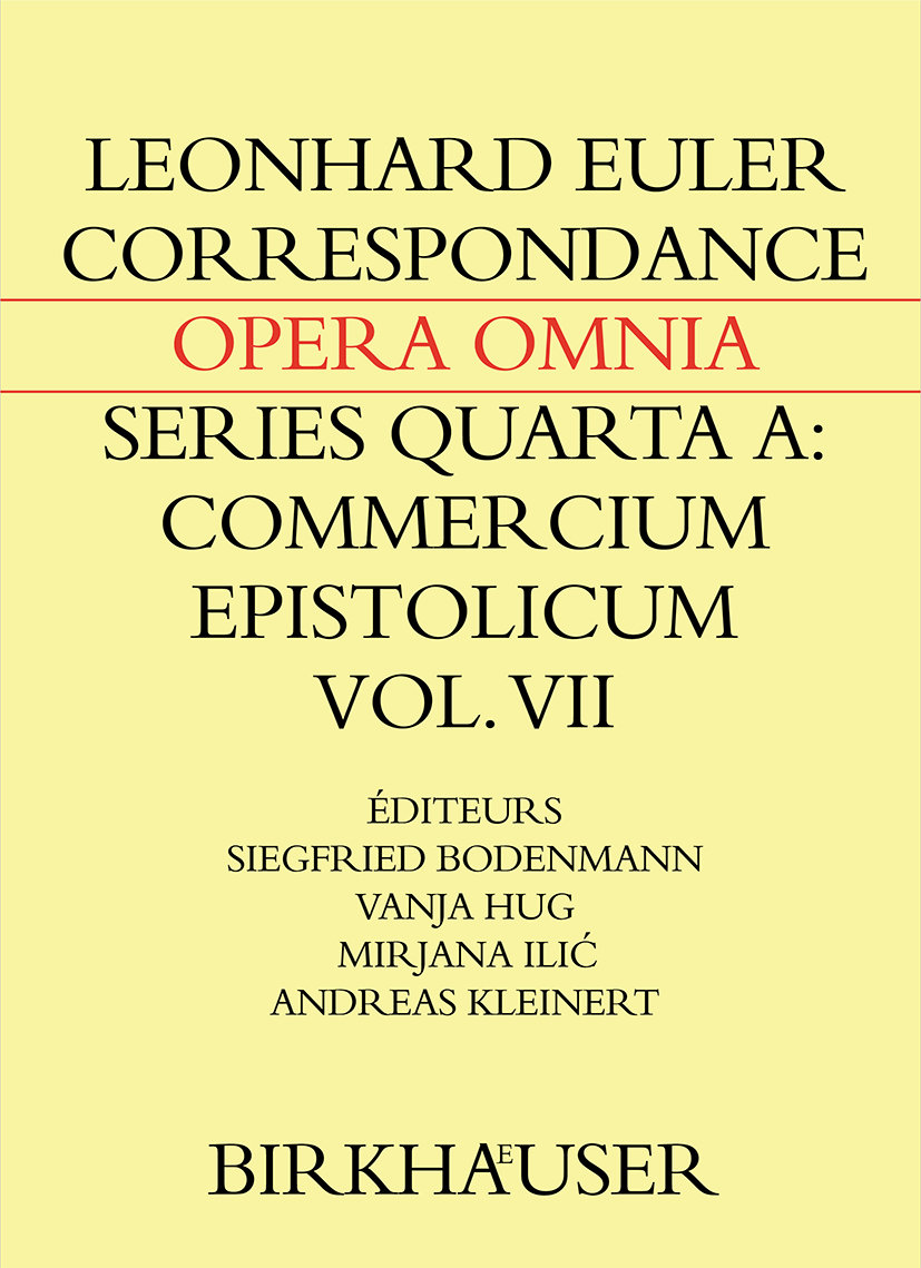 Correspondance de Leonhard Euler avec des savants suisses en langue française