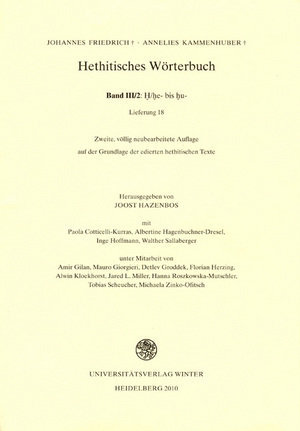 Hethitisches Wörterbuch Bd.3/2: H/he bis hu