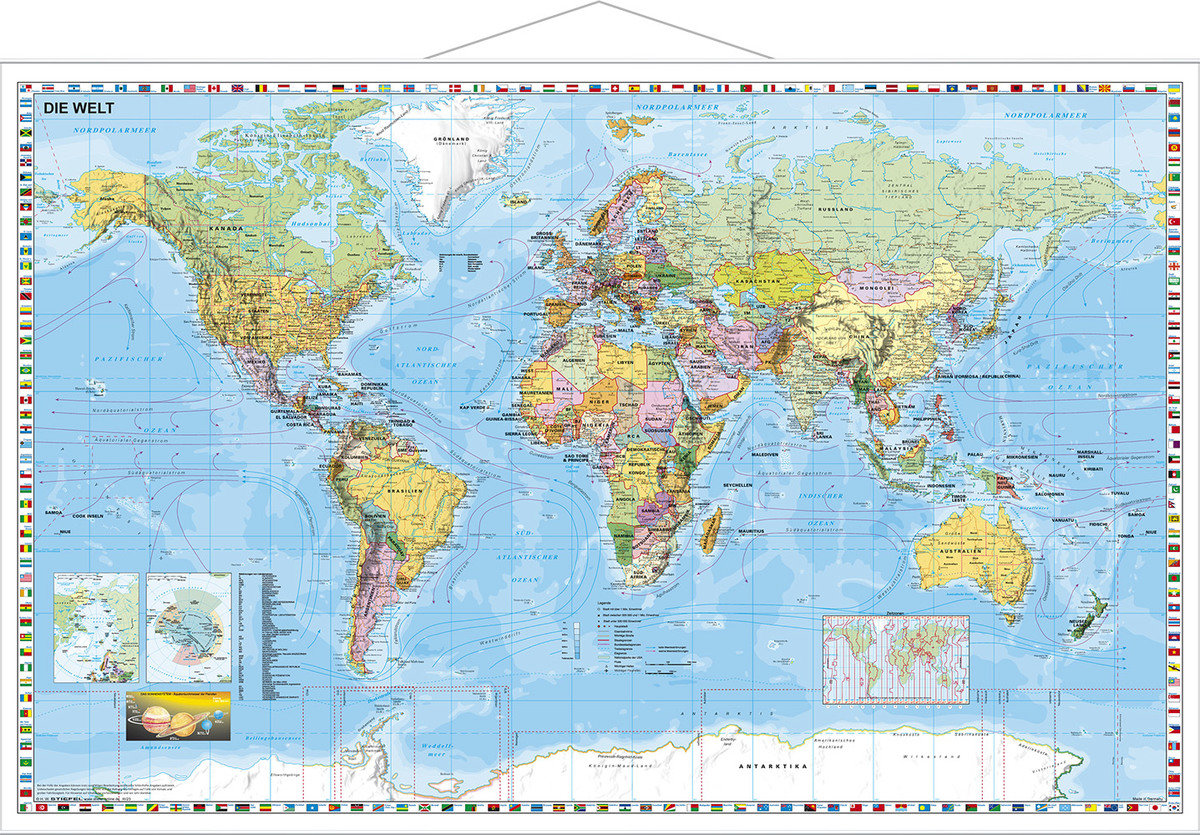 Weltkarte deutsch Großformat. 1:33'000'000