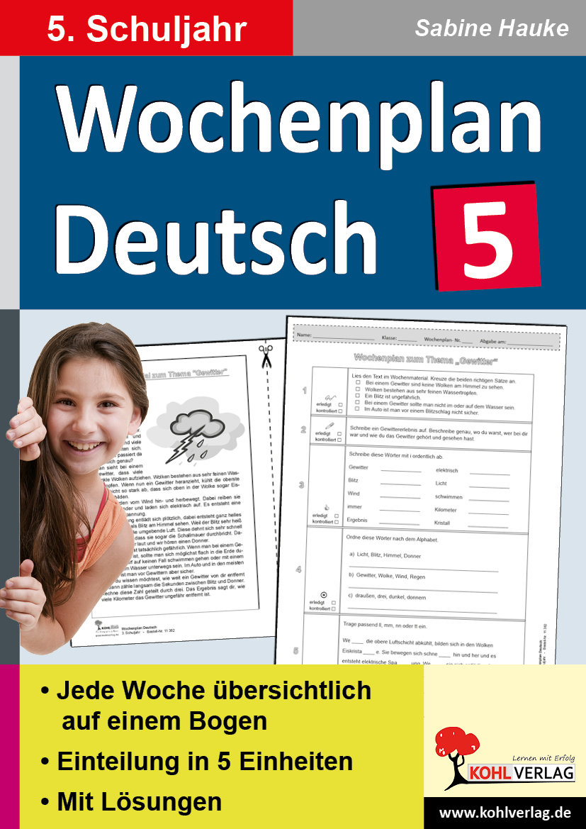 Wochenplan Deutsch, 5. Schuljahr