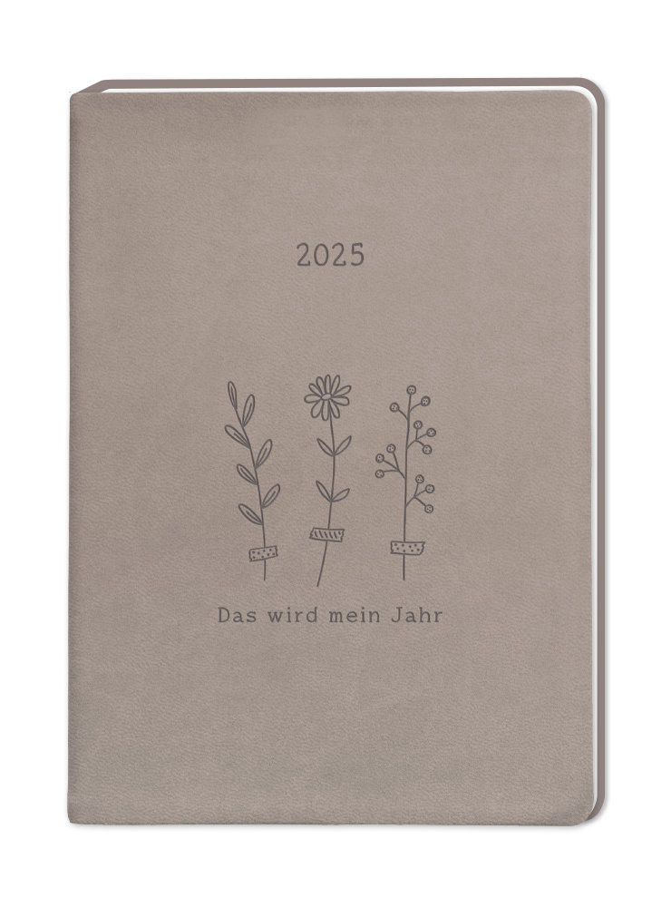 Terminplaner Lederlook 2025 Taupe